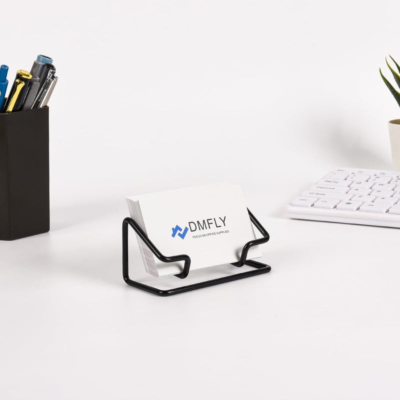 DMFLY Business Card Holder for Desk, Metal Cute Card Display Stand, Compatible with Various Countertops, Horizontal Black - Image 3